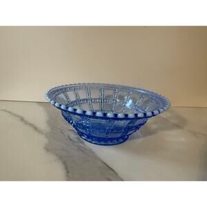Vintage Imperial Glass Company Blue Hobnail Bowl